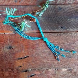 🐾2 for $15 Blue Beaded Tassel Tie Necklace